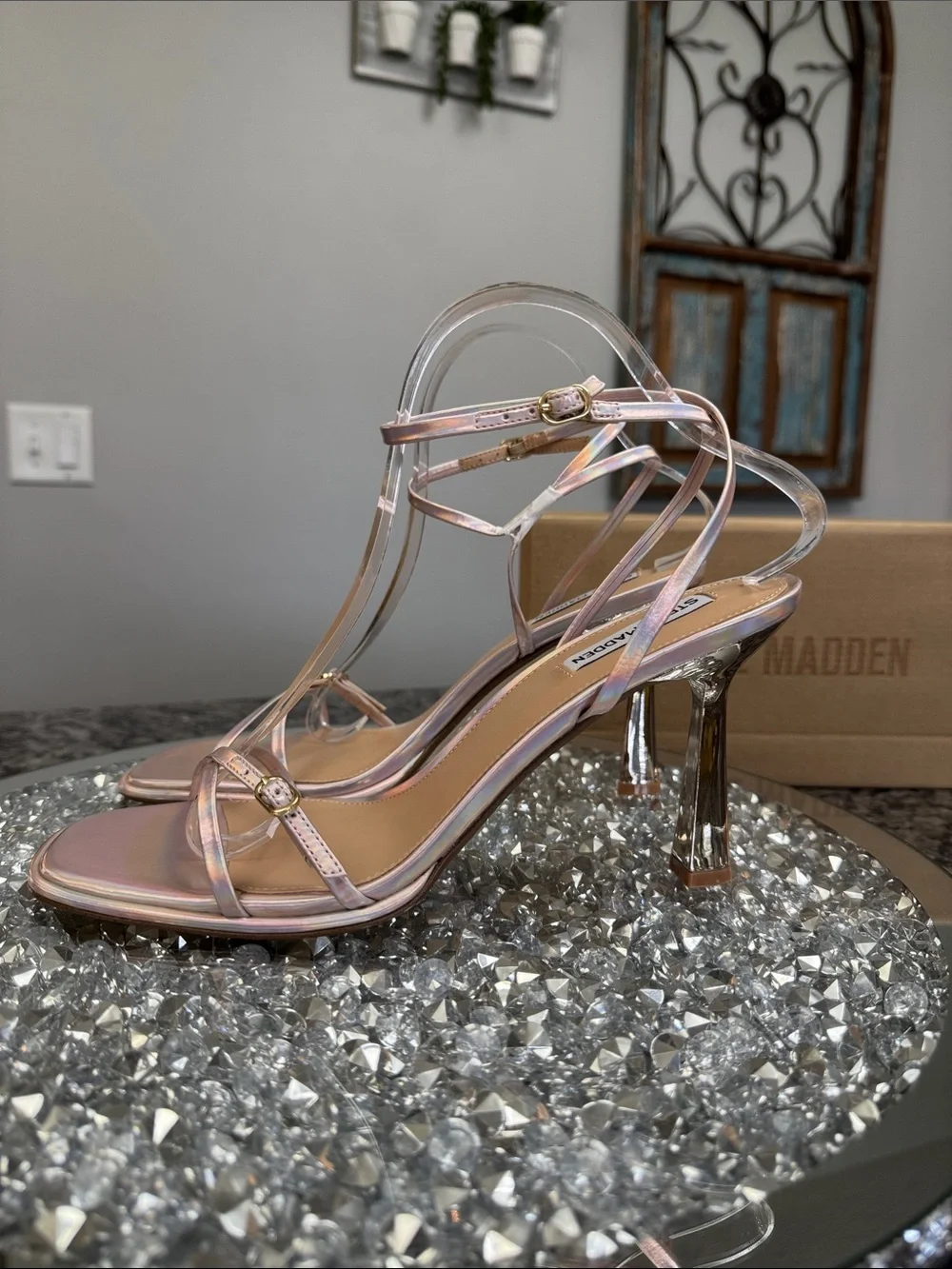 Steve Madden rose Iridescent Strap High Heel Sandals NEW 10